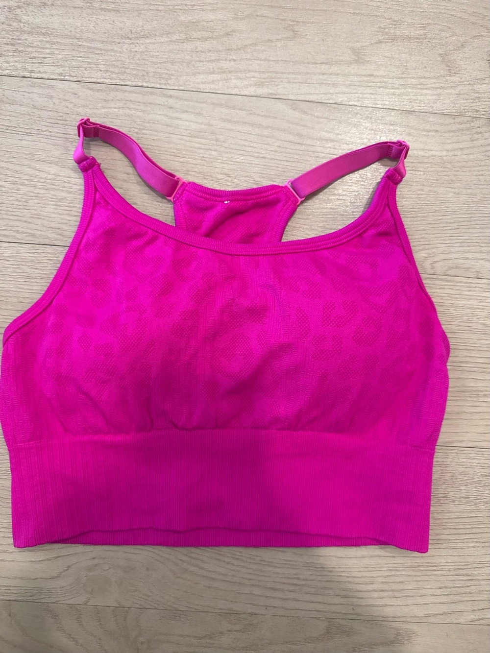 Hot Pink Seamless Leopard Print Sports Bra Crop Top
